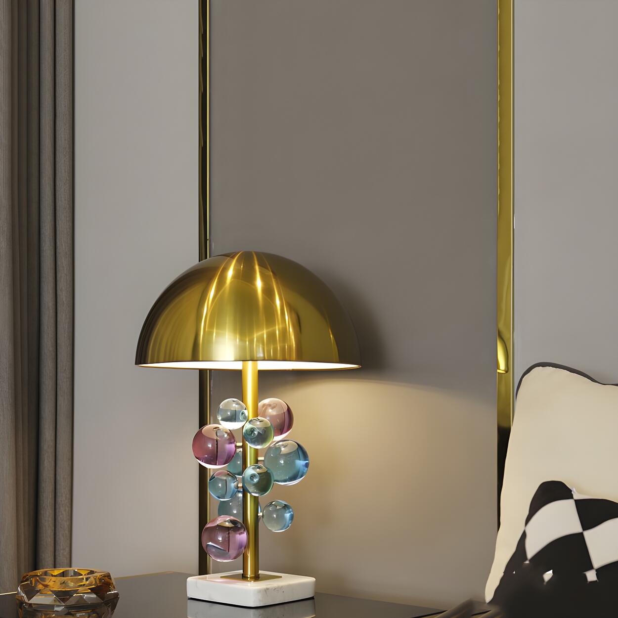 Lámpara De Mesa Decorativa | Pantalla Semiesférica Con Esferas-Lamp-SeemSeem