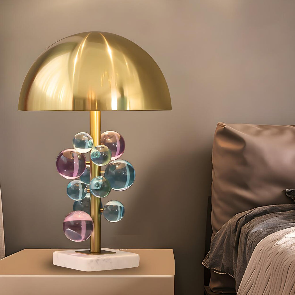 Lámpara De Mesa Decorativa | Pantalla Semiesférica Con Esferas-Lamp-SeemSeem