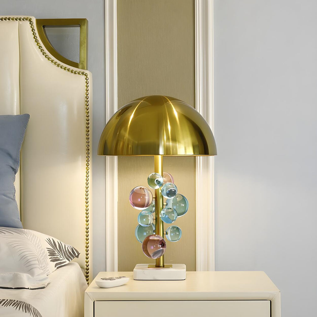 Lámpara De Mesa Decorativa | Pantalla Semiesférica Con Esferas-Lamp-SeemSeem