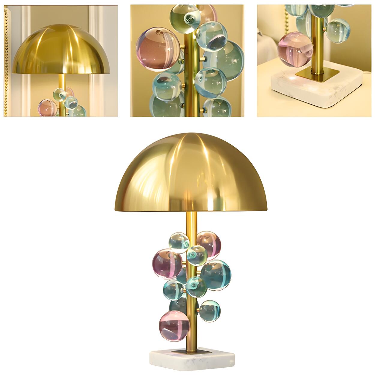 Lámpara De Mesa Decorativa | Pantalla Semiesférica Con Esferas-Lamp-SeemSeem