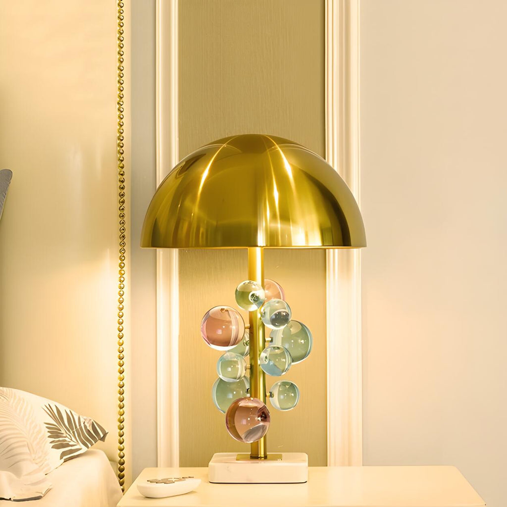 Lámpara De Mesa Decorativa | Pantalla Semiesférica Con Esferas-Lamp-SeemSeem