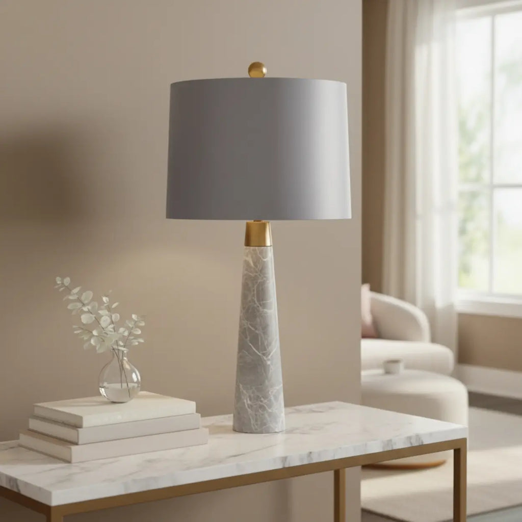 Lámpara De Mesa Moderna | Base Tipo Mármol-Lamp-SeemSeem