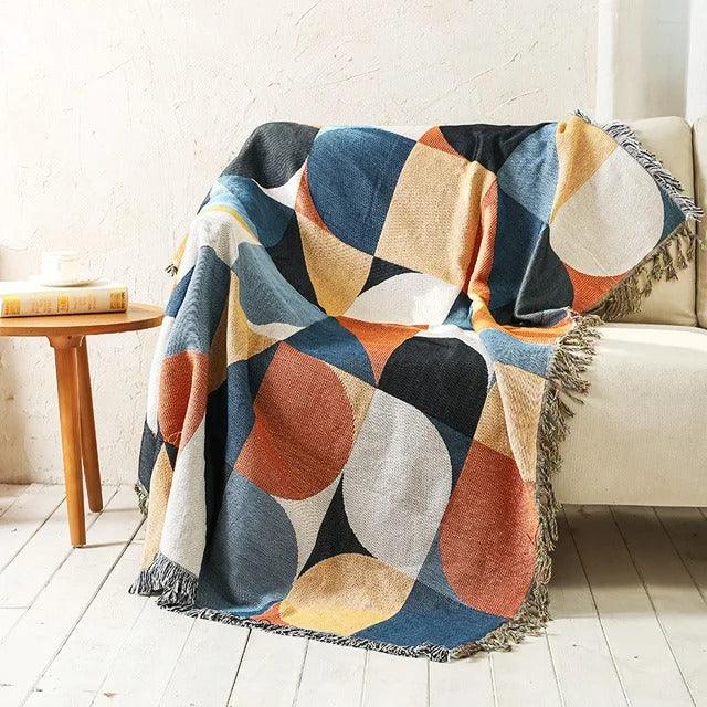 Manta Étnica Geométrica | Estampado Tribal Flecos Para Sofá y Decoración-Blankets-SeemSeem