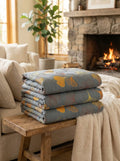 Blumenmanta aus Baumwolle für Sofa | Dekorative Manta mit Blättern für Bett - Blanket-SeemSeem