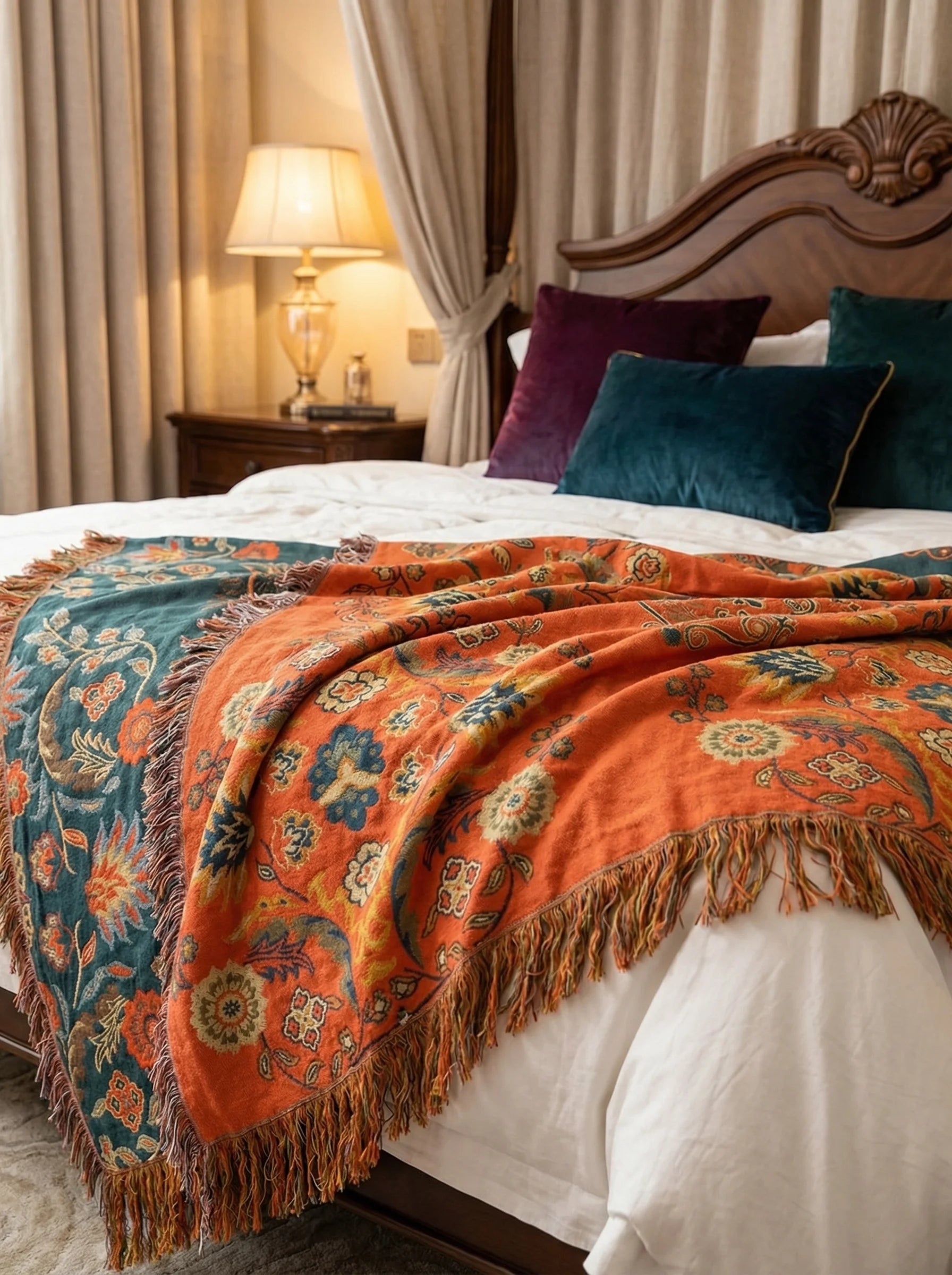Wendebare Blumenmusterdecke für Sofas | Baumwoll-Dekomantel für Betten-Blanket-SeemSeem