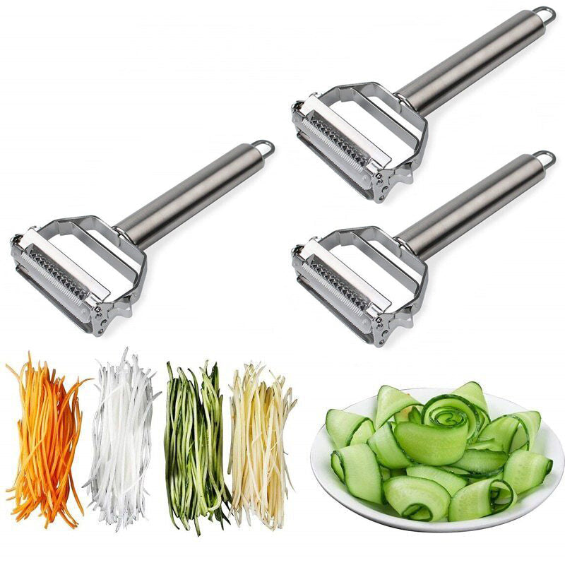 Pelador de verduras multifunción de acero inoxidable ultraserrado y cortador juliana - Image 3