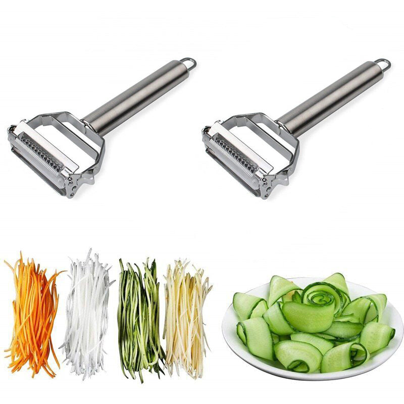 Pelador de verduras multifunción de acero inoxidable ultraserrado y cortador juliana - Image 2