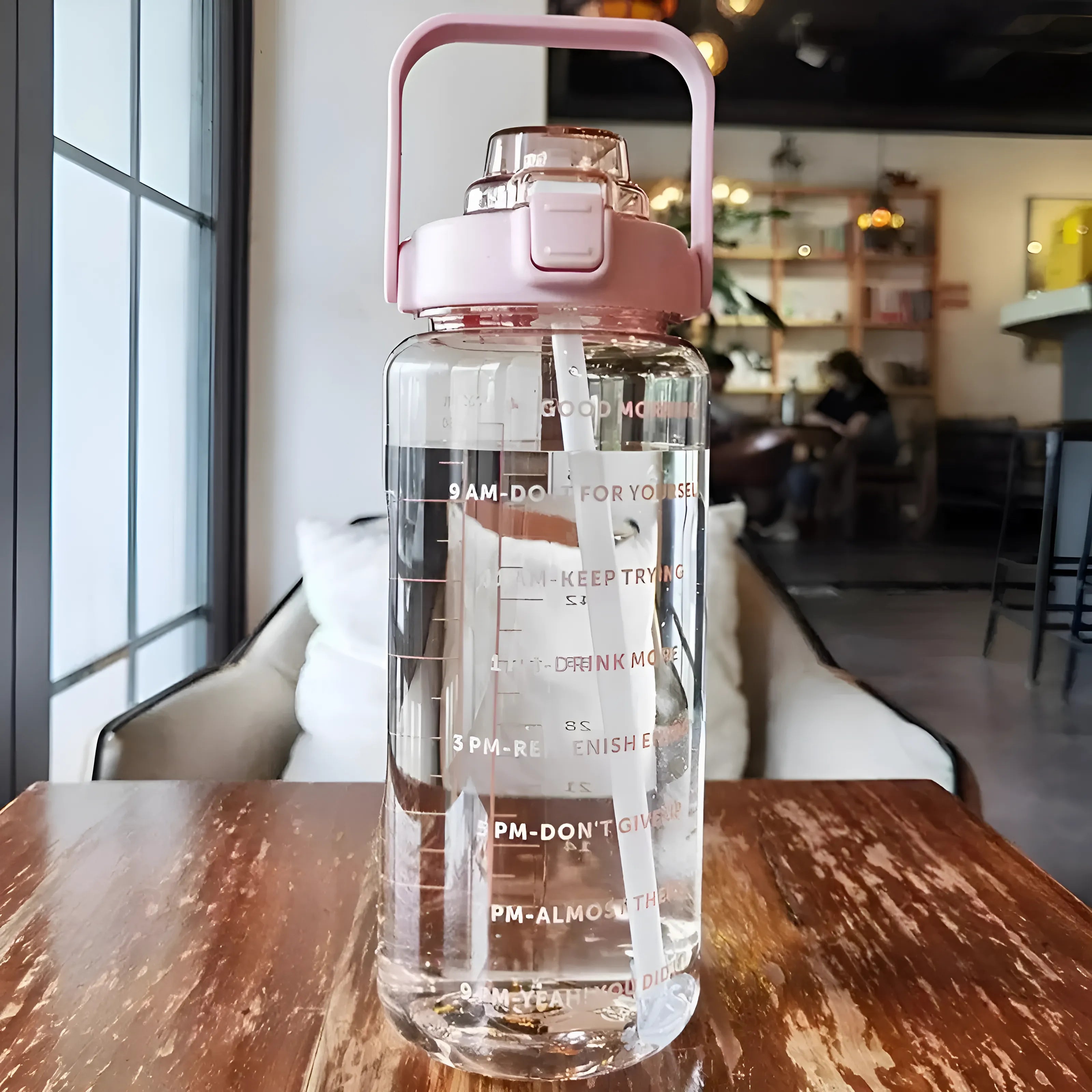Motivations-Trinkflasche mit Trinkhalm | Uhrmarkierung für die tägliche Hydration -bottles-SeemSeem