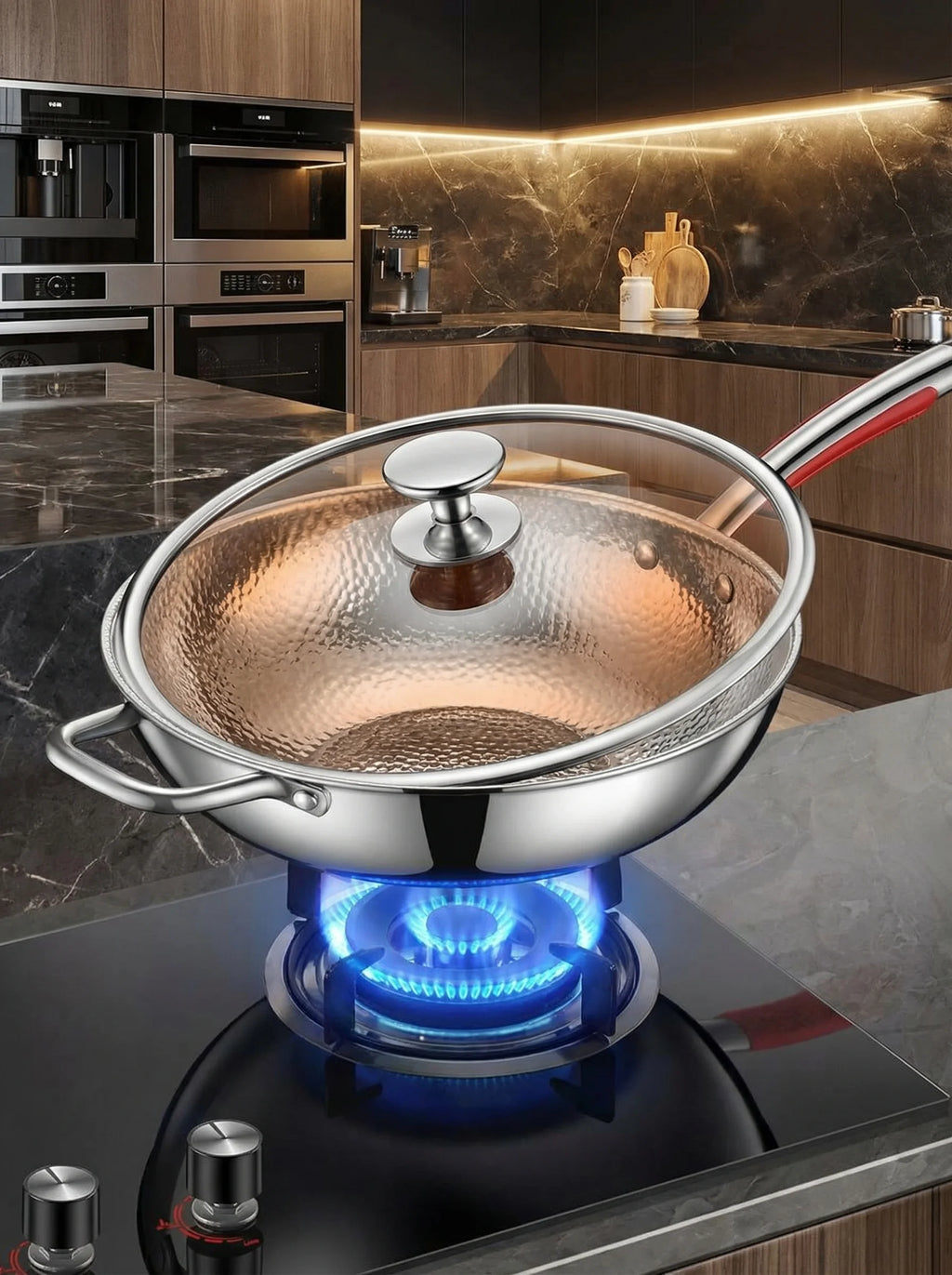 Wok-Pfanne für Induktion | Edelstahl-Wok zum Kochen und Braten - SeemSeem