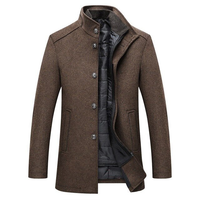 Abrigo Clásico De Lana Para Hombre | Cuello Alzado · SeemSeem