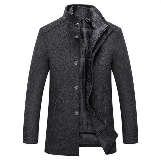 Abrigo Clásico De Lana Para Hombre | Cuello Alzado · SeemSeem