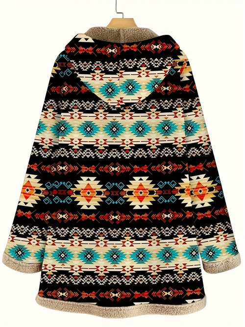 Abrigo Con Capucha Para Mujer | Estampado Azteca · SeemSeem