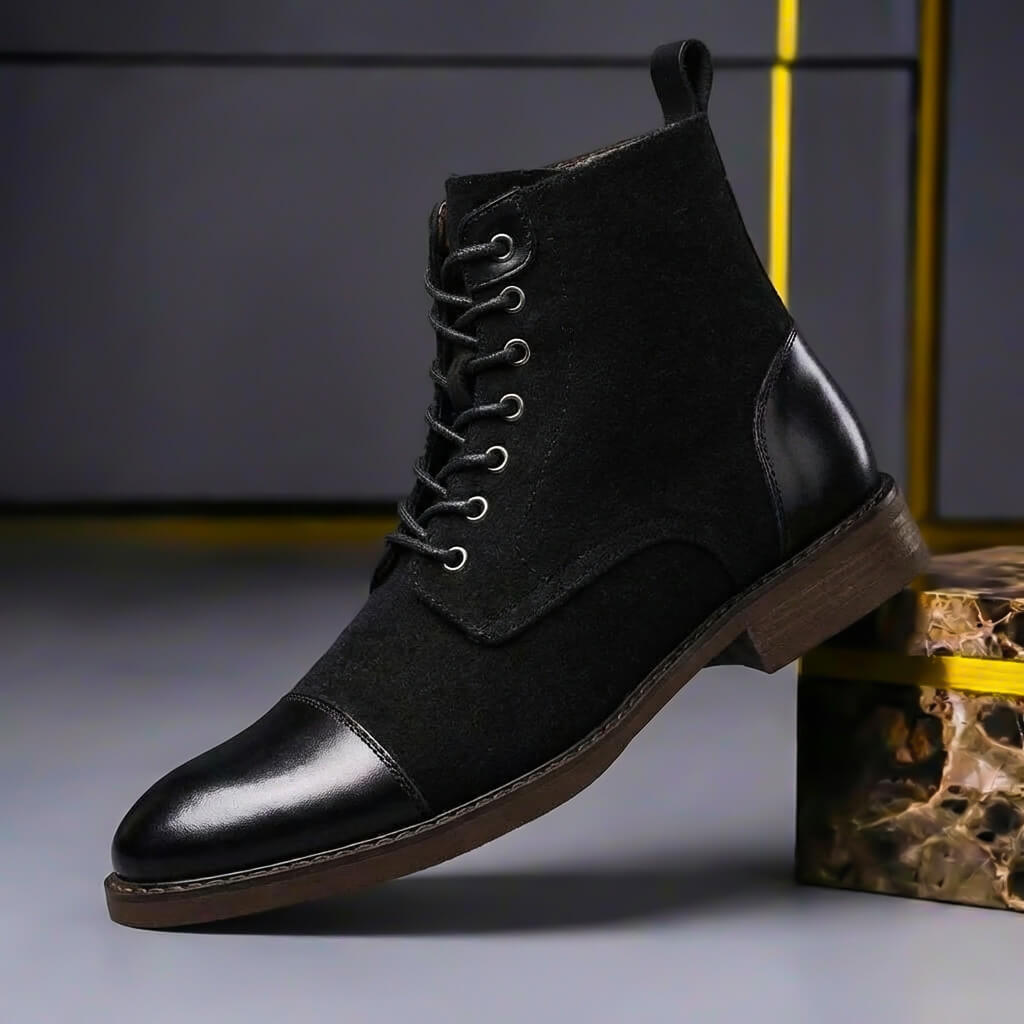 Botas Con Cordones Para Hombre | Punta De Piel · SeemSeem