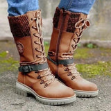 Schnürstiefel für Damen | Mittelhoher Schaft