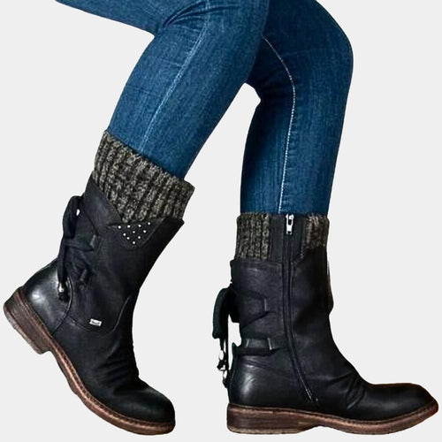 Botas De Caña Media Para Mujer | Con Cordones · SeemSeem