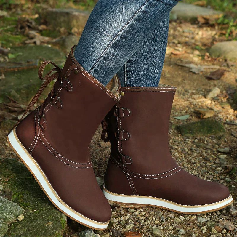 Botas De Caña Media Para Mujer | Cordones Traseros · SeemSeem