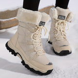 Dames sneeuwlaarzen met veters | Pluizige voering