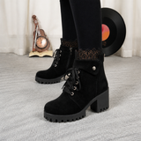 Schnürstiefeletten für Damen | Spitzendetail