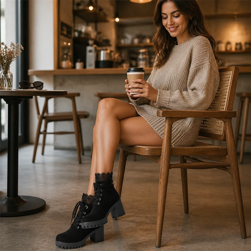 Botines Con Cordones Para Mujer | Detalle Encaje · SeemSeem