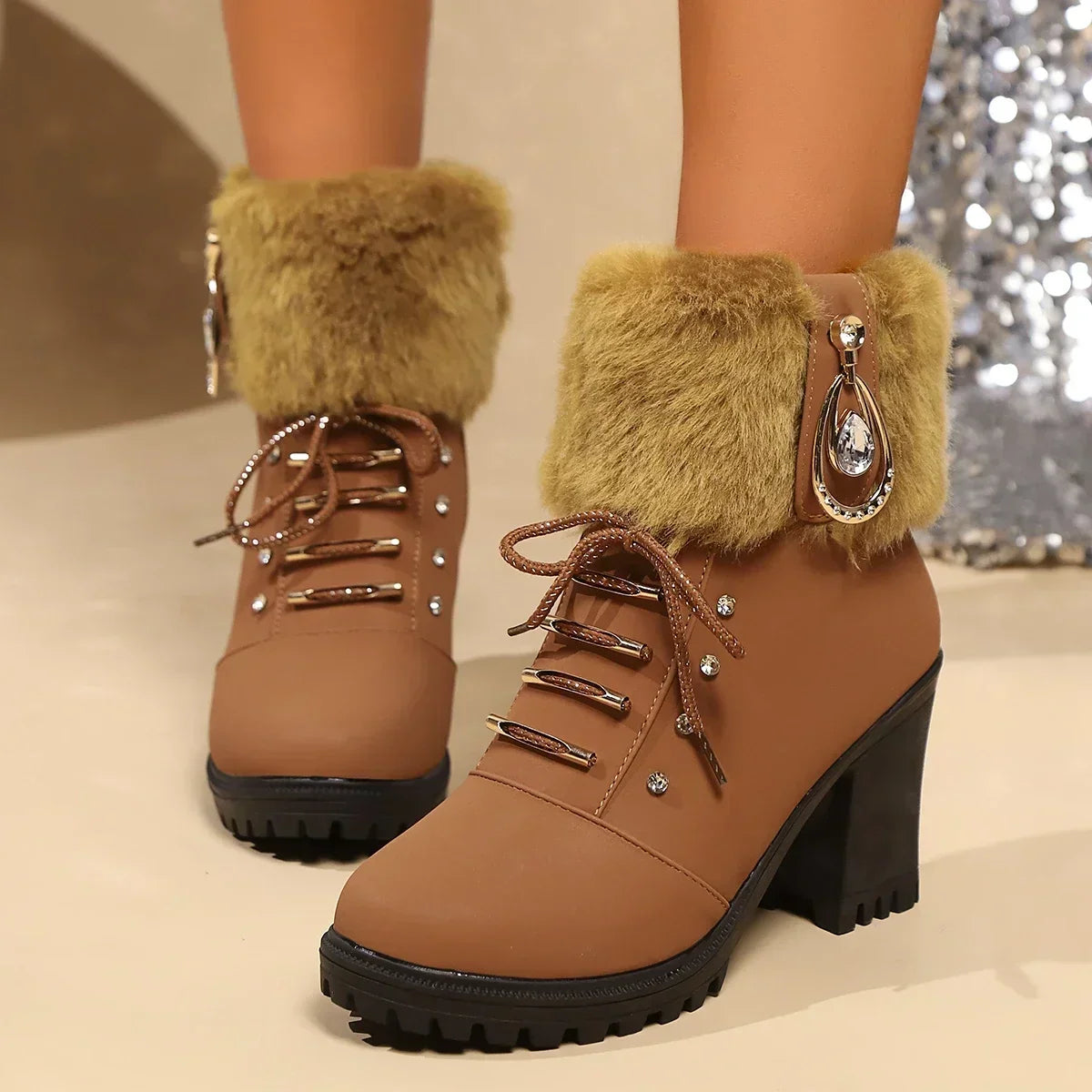 Botines Con Cordones Para Mujer | Pelo Sintético · SeemSeem