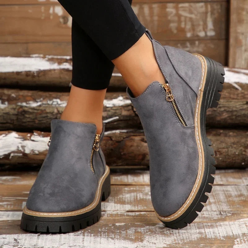 Botines Con Cremallera Lateral Para Mujer | Ante · SeemSeem