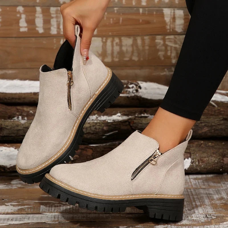 Botines Con Cremallera Lateral Para Mujer | Ante · SeemSeem