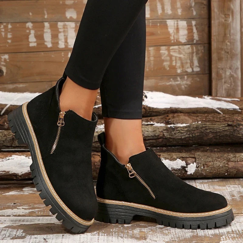 Botines Con Cremallera Lateral Para Mujer | Ante · SeemSeem