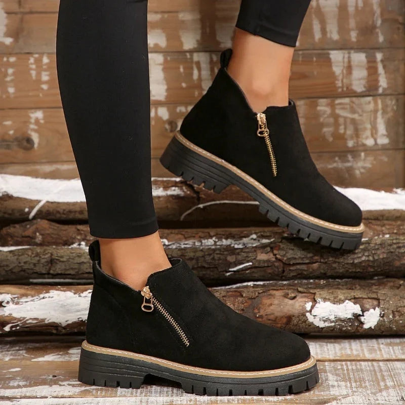 Botines Con Cremallera Lateral Para Mujer | Ante · SeemSeem