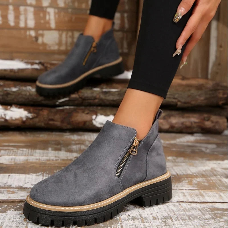 Botines Con Cremallera Lateral Para Mujer | Ante · SeemSeem