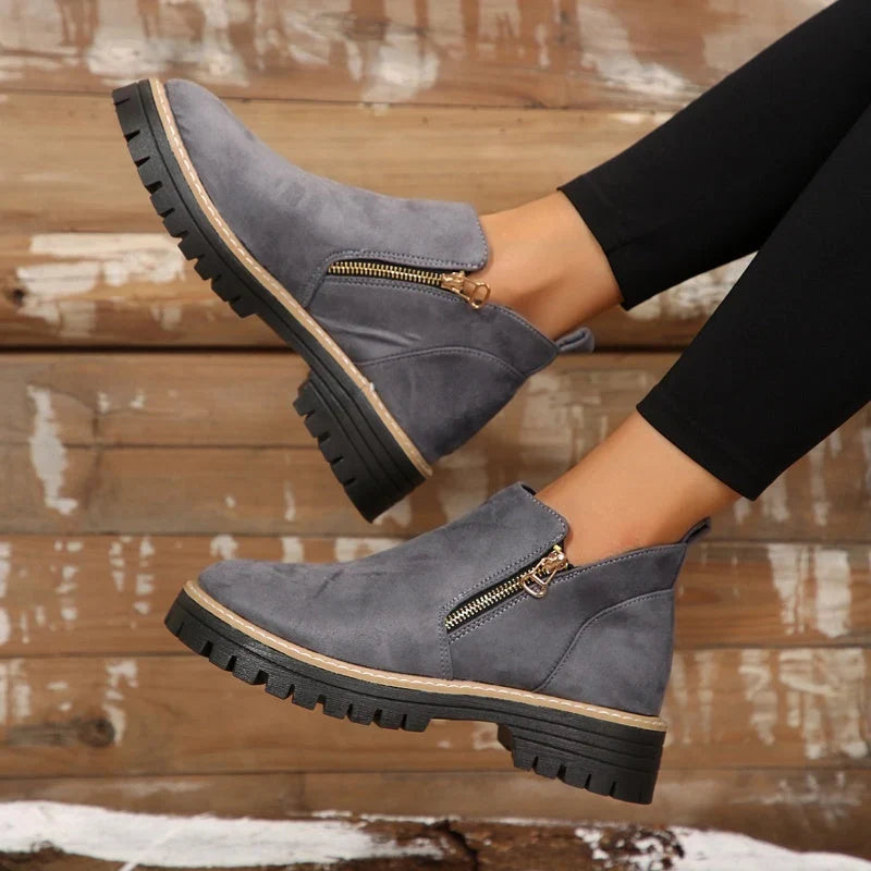 Botines Con Cremallera Lateral Para Mujer | Ante · SeemSeem