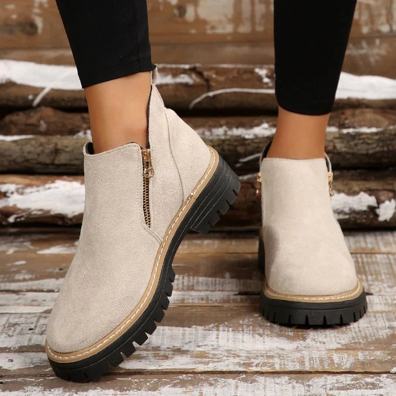 Botines Con Cremallera Lateral Para Mujer | Ante · SeemSeem