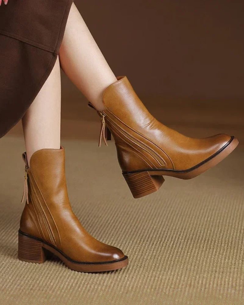 Botines Con Cremallera Para Mujer | Tacón Ancho · SeemSeem