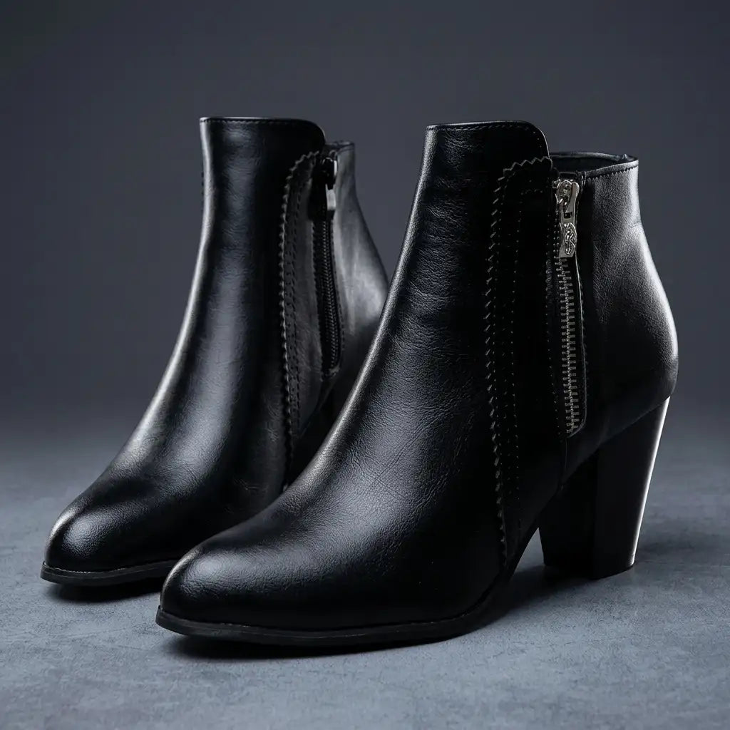 Botines Con Tacón Ancho Para Mujer | Cremallera Lateral · SeemSeem