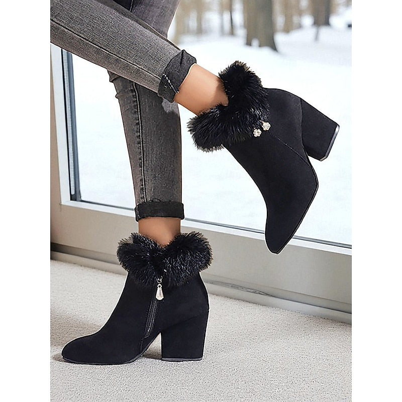 Botines De Tacón Para Mujer | Ribete Pelo · SeemSeem