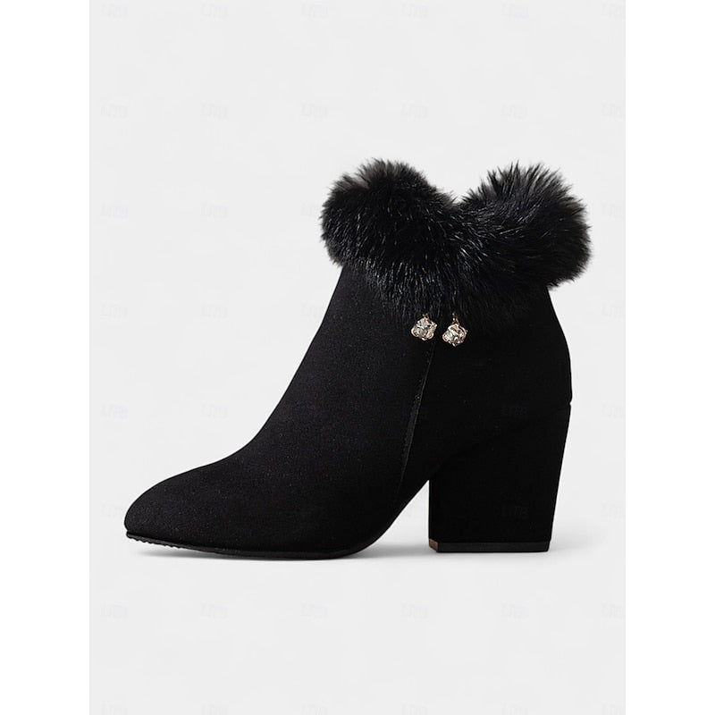 Botines De Tacón Para Mujer | Ribete Pelo · SeemSeem