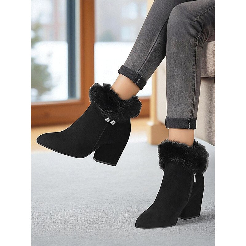 Botines De Tacón Para Mujer | Ribete Pelo · SeemSeem