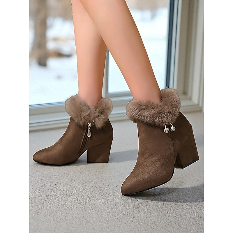 Botines De Tacón Para Mujer | Ribete Pelo · SeemSeem