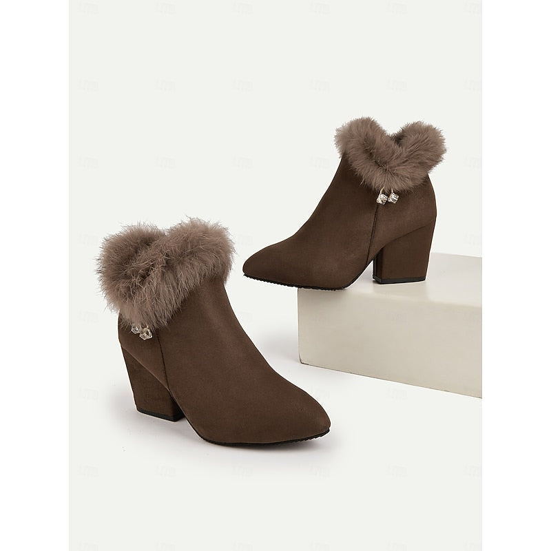 Botines De Tacón Para Mujer | Ribete Pelo · SeemSeem