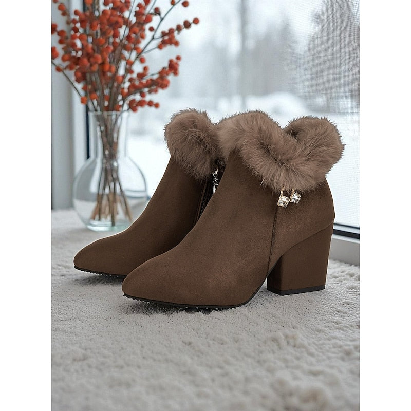 Botines De Tacón Para Mujer | Ribete Pelo · SeemSeem