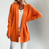 Cardigan ouvert pour femme | Détails côtelés