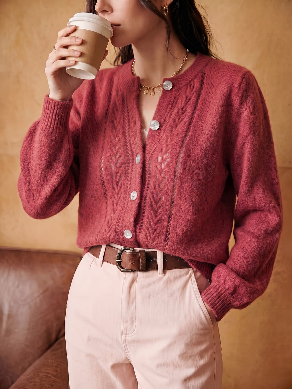 Cárdigan Con Botones Para Mujer | Punto Trenzado · SeemSeem