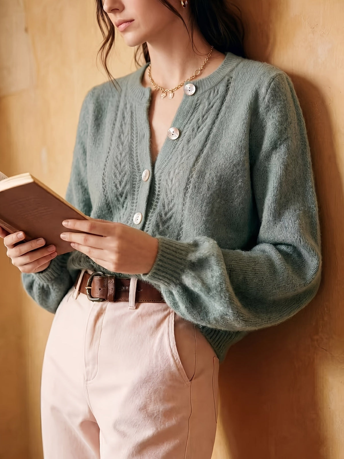 Cárdigan Con Botones Para Mujer | Punto Trenzado · SeemSeem