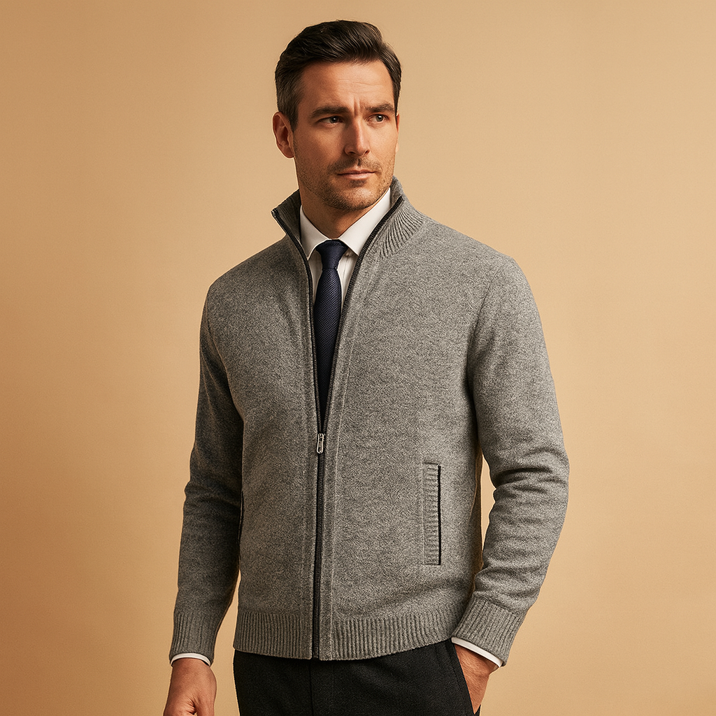 Cárdigan Con Cremallera Para Hombre | Cuello Alzado · SeemSeem