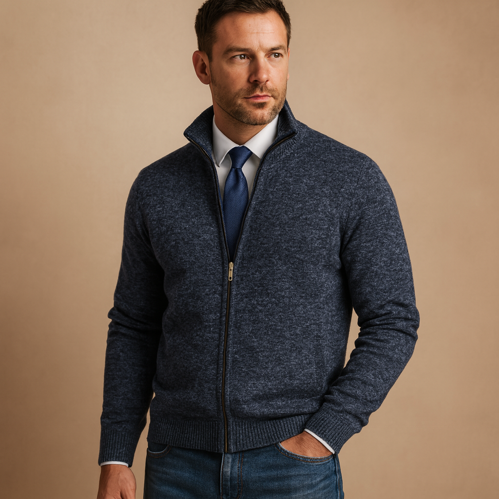 Cárdigan Con Cremallera Para Hombre | Cuello Alzado · SeemSeem