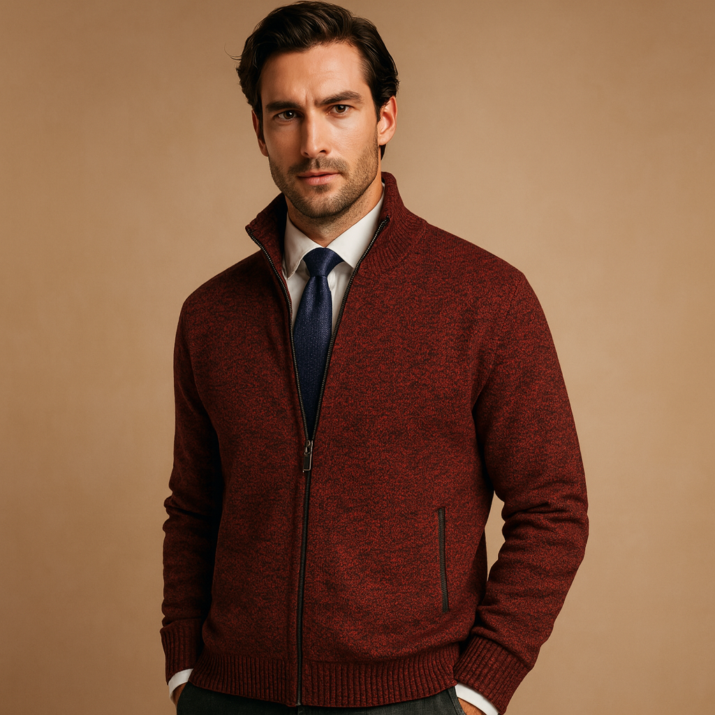 Cárdigan Con Cremallera Para Hombre | Cuello Alzado · SeemSeem