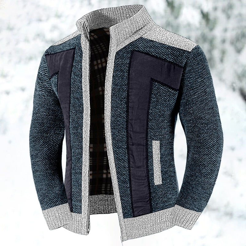 Cárdigan De Punto Con Cremallera Para Hombre | Cuello Alzado · SeemSeem