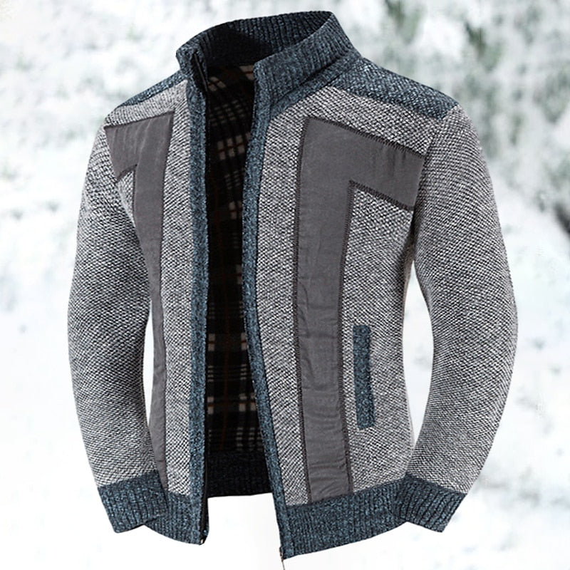 Cárdigan De Punto Con Cremallera Para Hombre | Cuello Alzado · SeemSeem