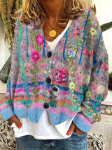 Cardigan en maille pour femme | Broderie florale