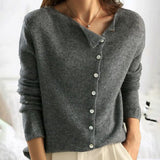 Cardigan en maille pour femme | Patte de boutonnage asymétrique