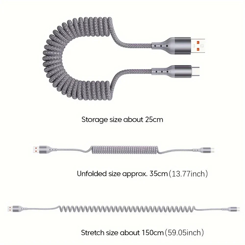 Cable De Carga USB-C | Extensible En Espiral · SeemSeem